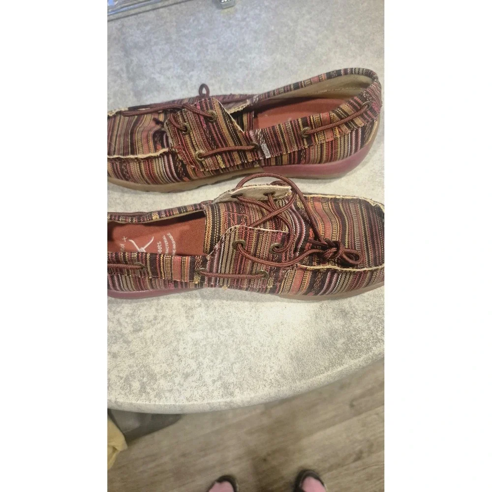 Twisted X WDM0103 Women 8M Serape Boat Shoes Western Boho Moccasin Stripe Flats